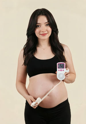 Close-up of BabyEcho fetal doppler standard used during pregnancy