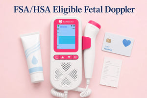 BabyEcho Pro fetal doppler with FSA HSA debit card and receipt — eligible for health account purchase