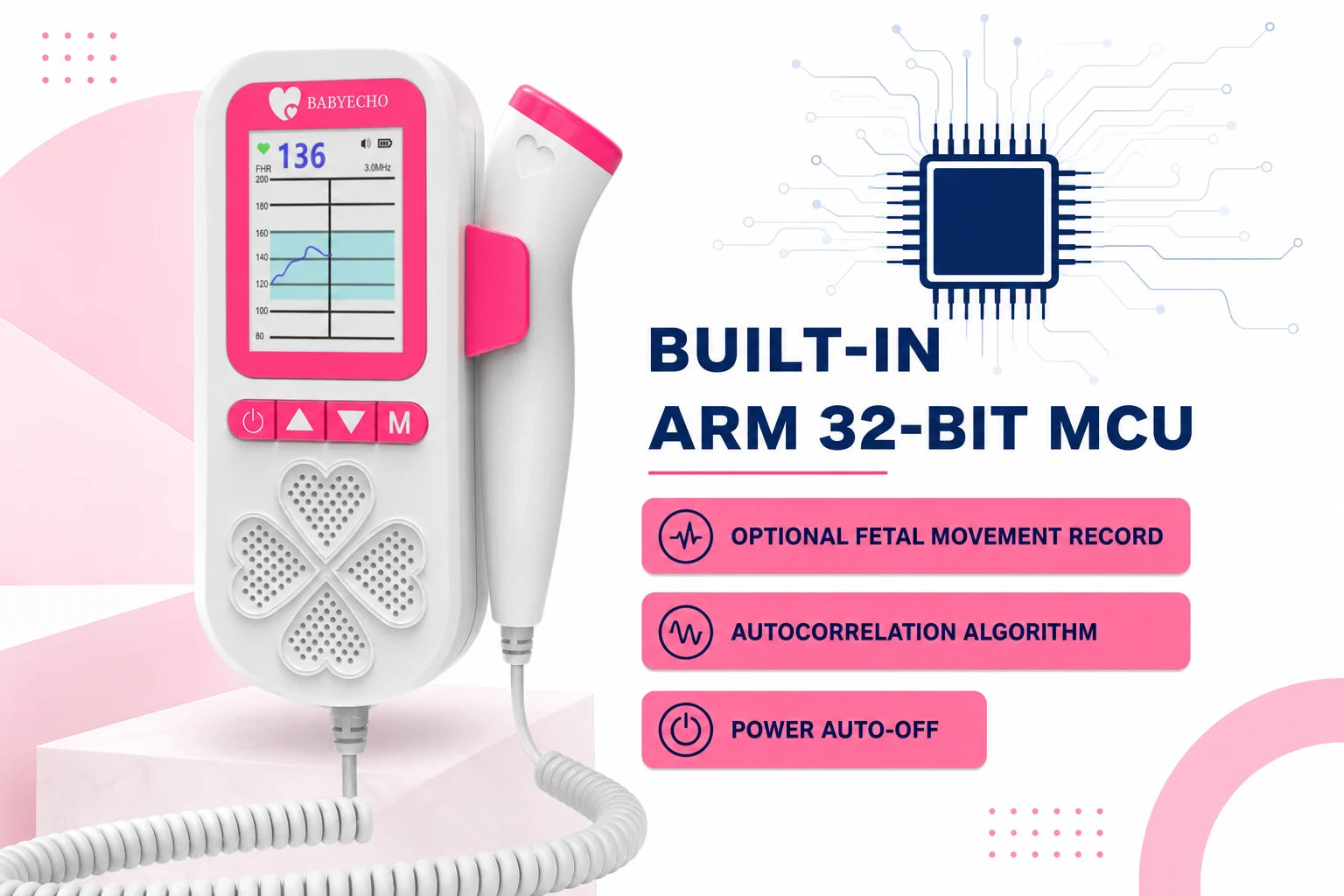 Babyecho Fetal Doppler Pro built-in ARM 32-bit MCU features